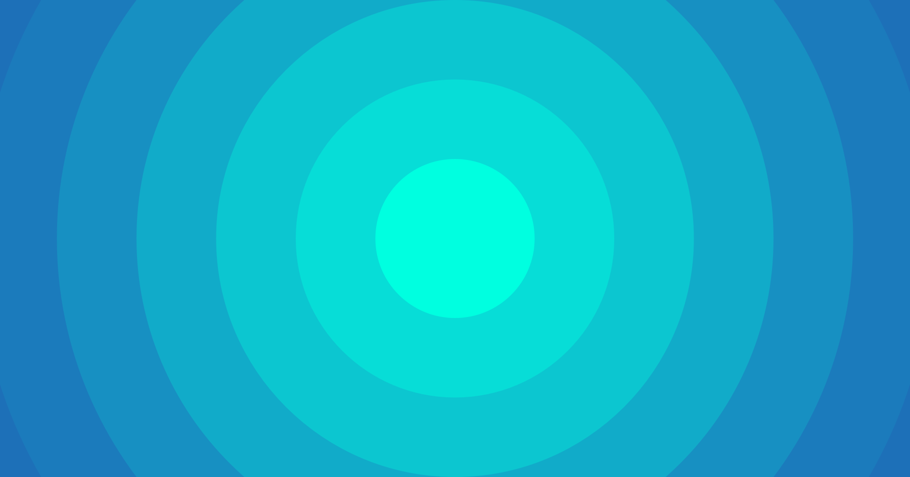 A cyan blue dot surrounded by radiating, fading bands of the same colour.